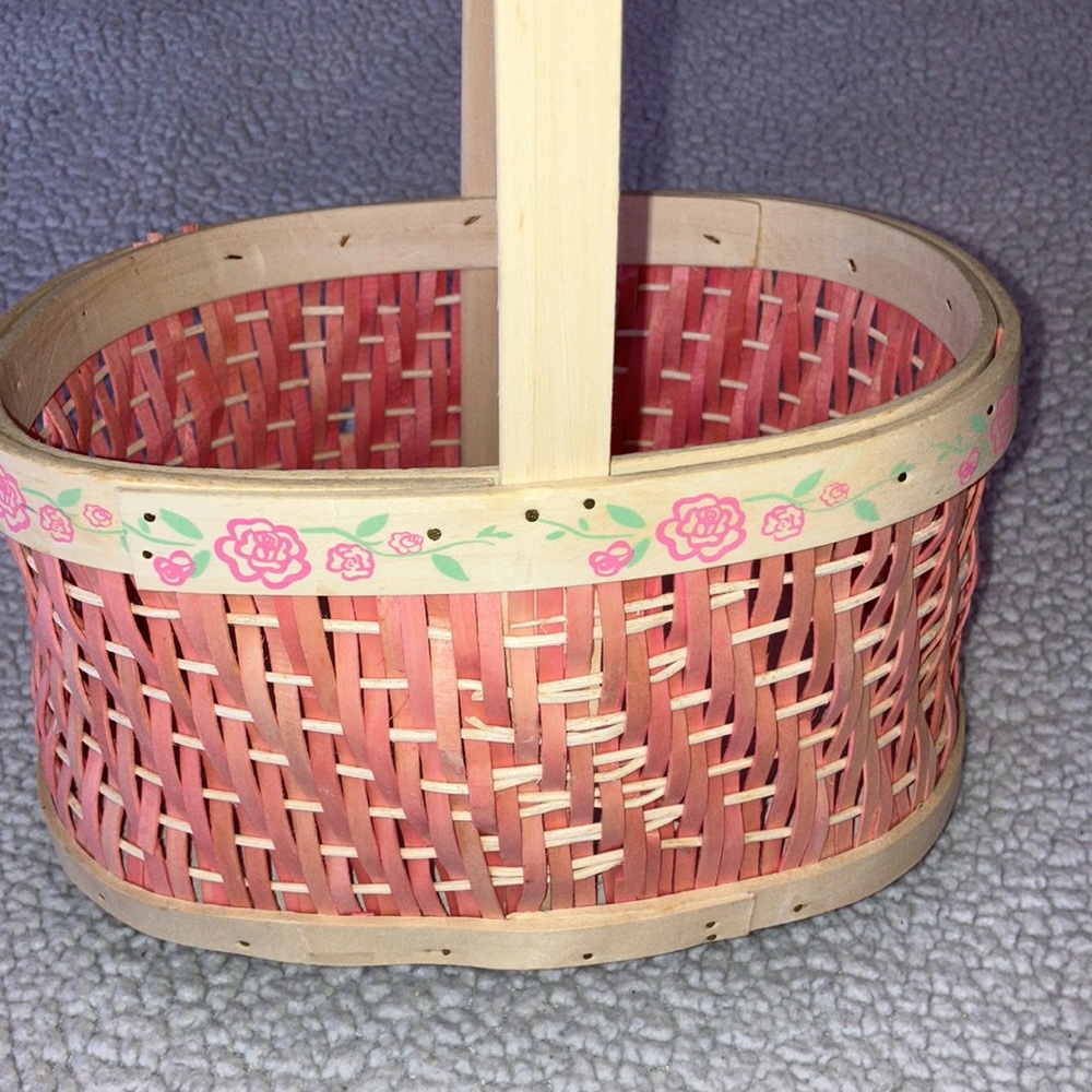 Easter Basket Kids Pink with Handle or Home Decor
